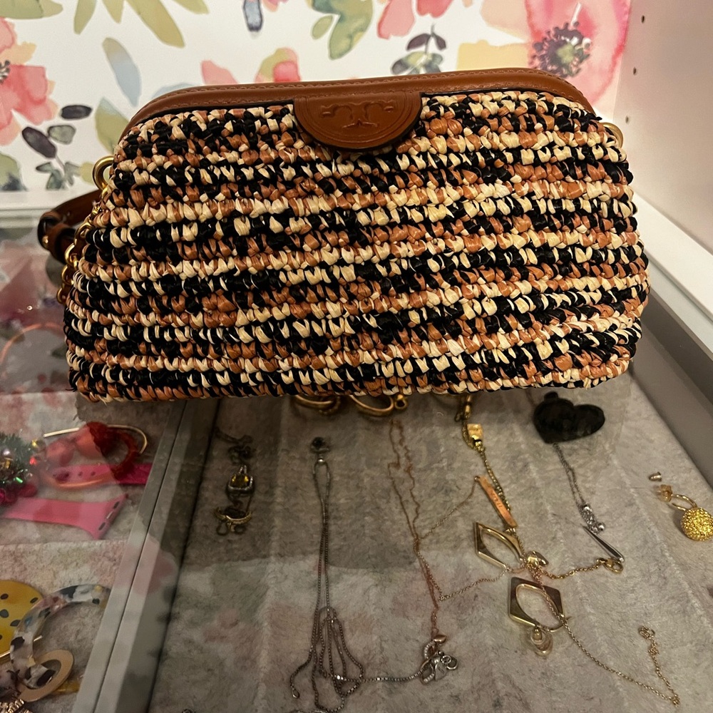 Tory Burch Raffia Frame Bag